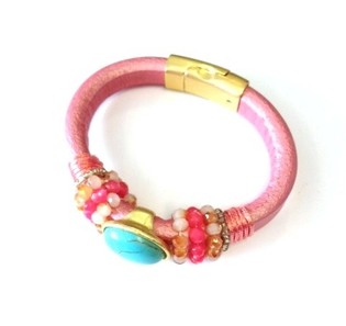 Rosa Ibiza-Armband (1 Stk.)