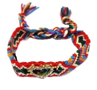 IBIZA LOOK ARMBAND GEFLECHT MULTICOLOR MAT STRASS-H&Auml;ERZ (1 Stk.)