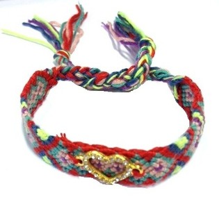Geflochtenen Ibiza-Look Bracelet Multicolor mat Strass-H&auml;erz (1 Stk.)