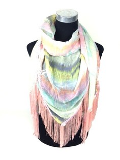 Schal Mint/Rosa mat Fransen - Ibiza Look (1 Stk.)