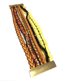 Ibiza Look Armband Braun mat M&euml;nzen (1 Stk)