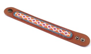Lieder Armband Aztek mat roude Strasssteng (1 Stk)