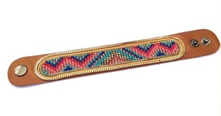 Lieder Ibiza Armband Aztek Goldrand mat Orange (1 Stk.)