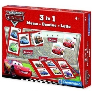 DISNEY PIXAR CARS 3-AN-1 SPILLSET - MEMO - DOMINO - LOTTO