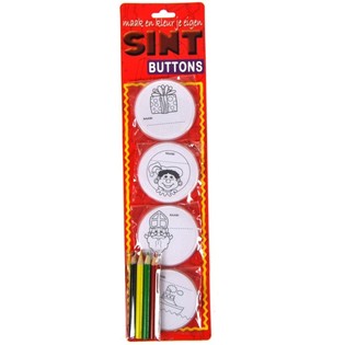 Kleeschen-Buttons fir selwer ze Molen a Gestalten - Inklusiv Bl&auml;ist&euml;fter (12 St&eacute;ck)