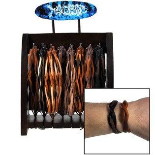 LEDER GEFLECHTEN ARMB&Auml;NNER OP HOLZDISPLAY (93 Stk.)