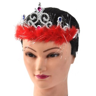 S&euml;lwer Prinzessinnenkroun mat Pl&uuml;sch - Modell 4 (12 Stk.)