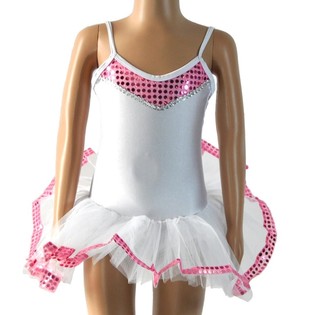 W&auml;iss/Rosa Tutu fir Kanner - Gr&eacute;isst 10