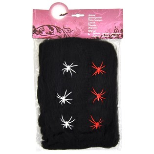 Schwarze Spannennetz fir Halloween 100g mat 6 Spannen (6 Stk.)