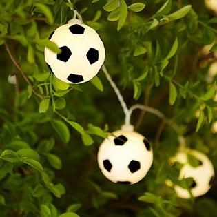 Liichterketten VOETBAL SCHWARZ/W&Auml;ISS mat 10 Luuchten (9 Stk.)
