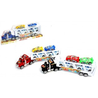 Groussen Truck mat 4 Autoen op Blister (6 Stk.)