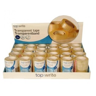 TOPWRITE - 6 ROULEN TRANSPARENTEN TEJP AN DISPLAY (24 SETS &agrave; 6 ROULEN)