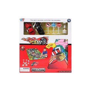 DIE CAST AUTO SPILLSET, INKLUSIV SPILLTEPPICH (6 St.)