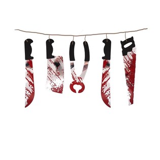 HALLOWEEN DEKORATIOUNSGIRLAND MAT BLUDDEGE MESSEREN &ndash; 180 CM LAANG (6 St.)