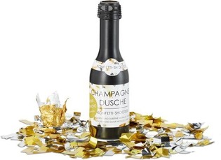 Champagnerfl&auml;sch Confetti-Kanon 31 cm &ndash; S&euml;lwer-Gold (4 St.)
