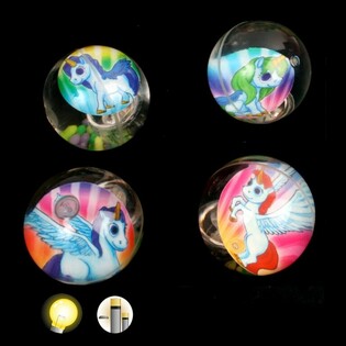 Grouss liichtend Unicorn-Sprangb&auml;ll, 6,5 cm (12 Stk.)