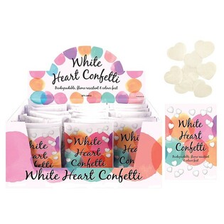 W&Auml;ISS H&Auml;ERZER HOCHZ&Auml;IT CONFETTI AN DISPLAY (24 Stk.)