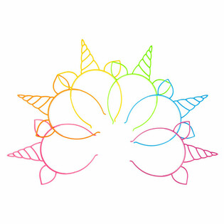 Unicorn / Eenhorn Tiara, Mix Neon Faarwen (24 Stk.)
