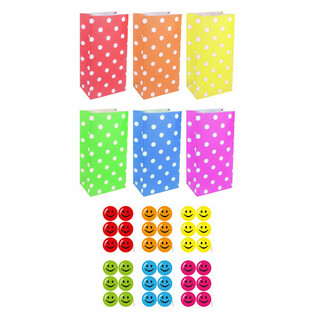 Pabeiers Tuten fir Kaddoen mat Smiley Sticker - Mix (72 St&eacute;ck)