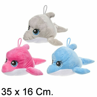 Grousse Pl&uuml;sch-Delfin, 35 CM - Mix Faarwen (6 Stk.)