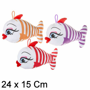 Pl&uuml;sch Froue F&euml;sch mat grousse L&euml;psen - 24 cm - Mix (12 Stk.)