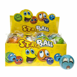 SMILEY STRESSBALLER AN DER DISPLAY-BOX (24 Stk.)