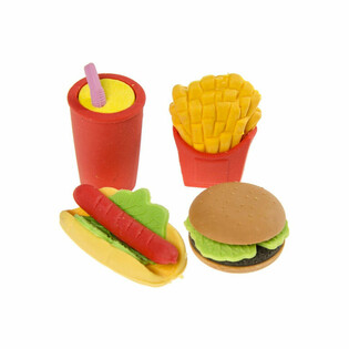 4-deelegt Fast Food Rad&eacute;iergummi-Set (Display-Box 12x)