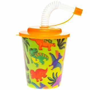 Dinosaurier Becher fir Gedr&eacute;nks/Glace mat Str&eacute;ihalm - 250ml (12 St&eacute;ck)