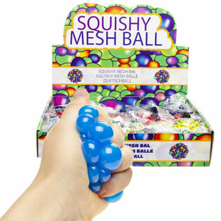 SQUISHY NETZBALL - Duerchmiesser: 5 CM - MIX VUN HELLEGE FAARWEN AN DER DISPLAY-BOX (24 Stk.)