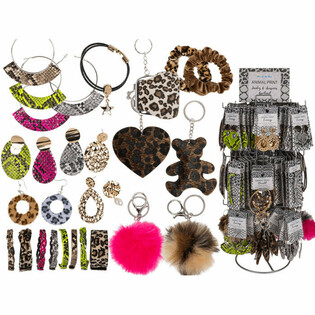 **MEGA G&Euml;NSCHTEG** KOMPLETT DR&Eacute;IBART DISPLAY MAT ANIMAL-PRINT SCHMUCK AN ACCESSOIREN (180 Stck.)