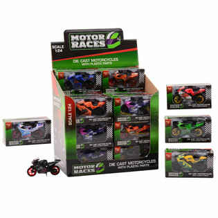 SUPER SPORT MOTOR DIE CAST, MOOSSSTAB 1:24 AN DISPLAY (24 St.)