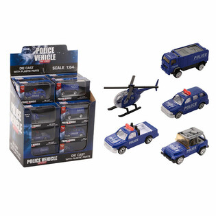 Die-Cast Police-Gefierer Mix, Moossstaf 1:64 am Display (24 Stk.)
