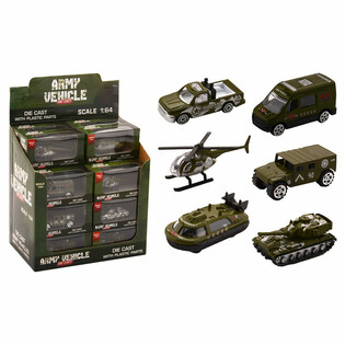 DIE CAST - MIX MILIT&Auml;RGEFIERER, SKALA 1:64 A DISPLAY (24 Stck.)