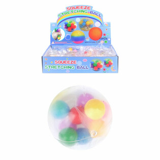 Squeeze Ball &Oslash;6cm mat Pom Poms (Display vun 12)