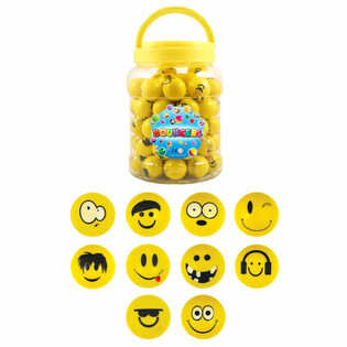 Smiley Funny Faces Flummis &Oslash;3,3cm am D&euml;ppen (72 Stk.)