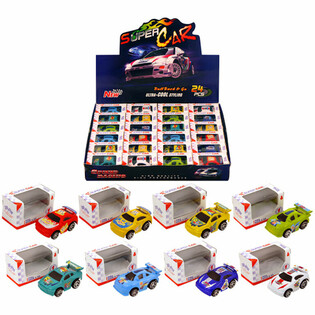 Kleng Pull Back Autoen an enger Geschenkbox - Display (24 St&eacute;ck.)