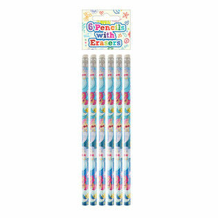 6-elege Mermaid / Meerjoffra Bl&auml;ist&euml;ft mat Rad&eacute;iergummi Set - Am Display (24 S&auml;tz)