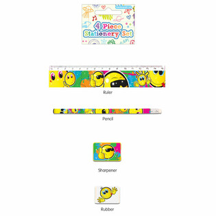 4-deilege Smiley Stationery Set (24 Stk.)