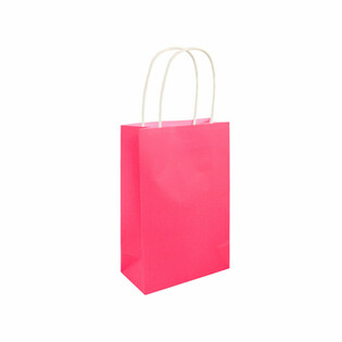 Pabeierss&auml;ckelcher mat H&auml;nk - 14x21x7cm - Faarf: Neon-Rosa (24 Stck.)