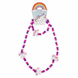 H&euml;lzen Unicorn Halsketten- an Armbandsset fir Kanner (48 Stck.)