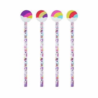 Regenbogen Unicorn Bl&auml;ist&euml;ft mat Rad&eacute;iergummi (24 Stk.)