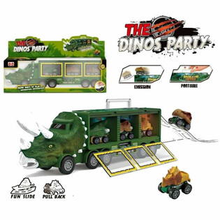 DINOSAURIER TRUCK MAT 3x DINO AUTOEN - SPILLSET A GROUSSER GESCHENKBOX