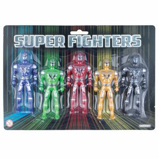 SUPER FIGHTERS - 5 Action-Spillfiguren op Kaart (6 Stk.)