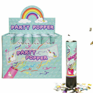 PARTY KONFETTI SHOOTER - UNICORN - AN DISPLAY (48 St&eacute;ck)