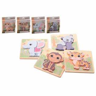 JOUECO - THE WILDIES FAMILY MIX HOLZPUZZELEN - Ab 12 M&eacute;int (12 Stk.)
