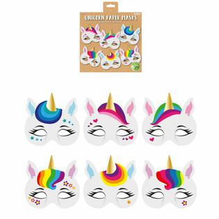 ECO-FRIENDLY - UNICORN PAB&Eacute;IERMASKEN (12 St&eacute;ck)