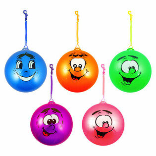 Smiley Face Bungee-Ball mat Schnur &Oslash; 23 cm (24 Stk.)