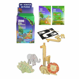 3D Schrab-Puzzle Zoo D&eacute;ieren (Display 18 St&eacute;ck)