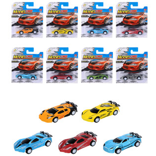 PULL BACK SPORTAUTOSEN OP KAART - MIX KLEUREN (12 Stk.)