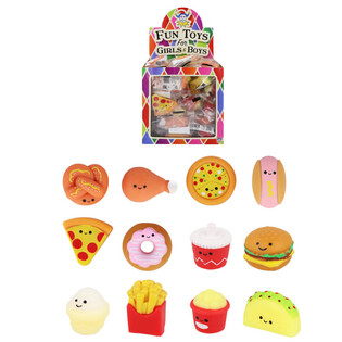 Tombola Squishy Fast Food Figuren - An der Display-Box (60 Stck.)